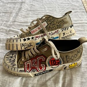 Dolce & Gabbana Multicolor Canvas Graffiti Portofino Light Sneakers Men’s 10